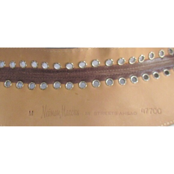 DESIGNER NEIMAN MARCUS BROWN LEATHER STUDDED CROC EMBOSSSED 3 1/2 \